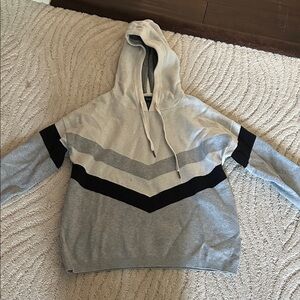 Cynthia Rowley Gray and Black Chevron Hoodie Sweater